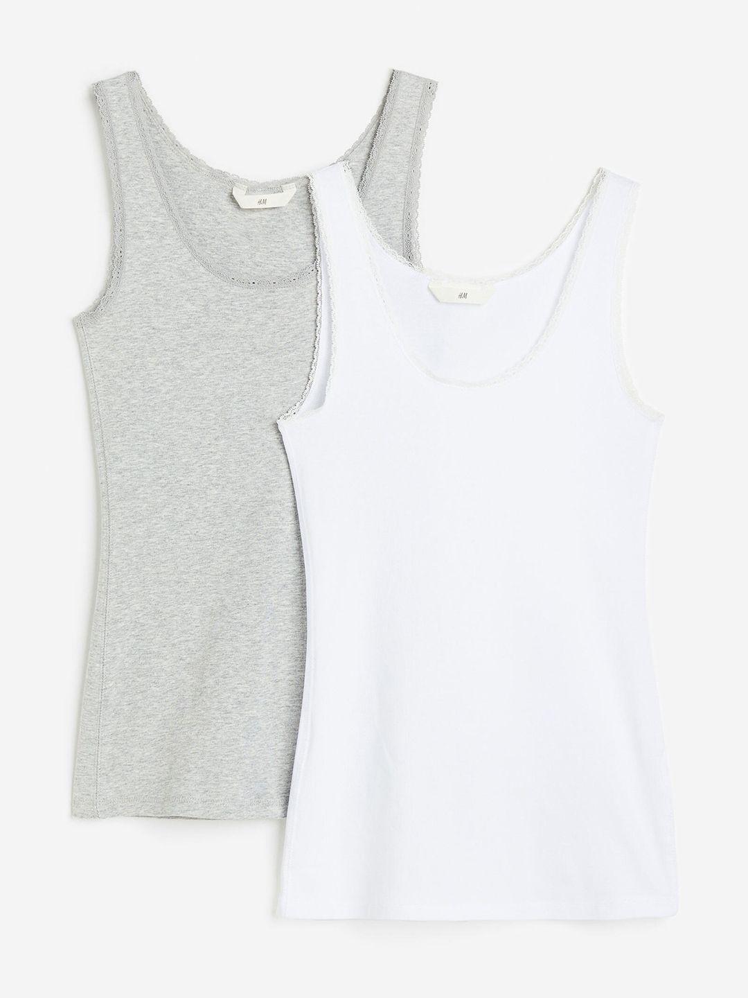 h&m 2-pack lace-trimmed vest tops