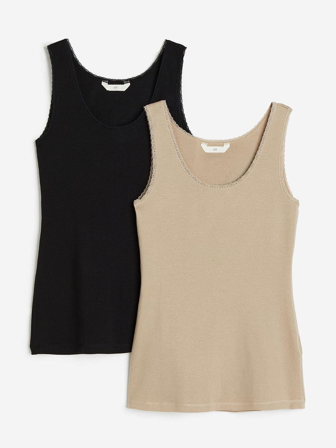 h&m 2-pack lace-trimmed vest tops