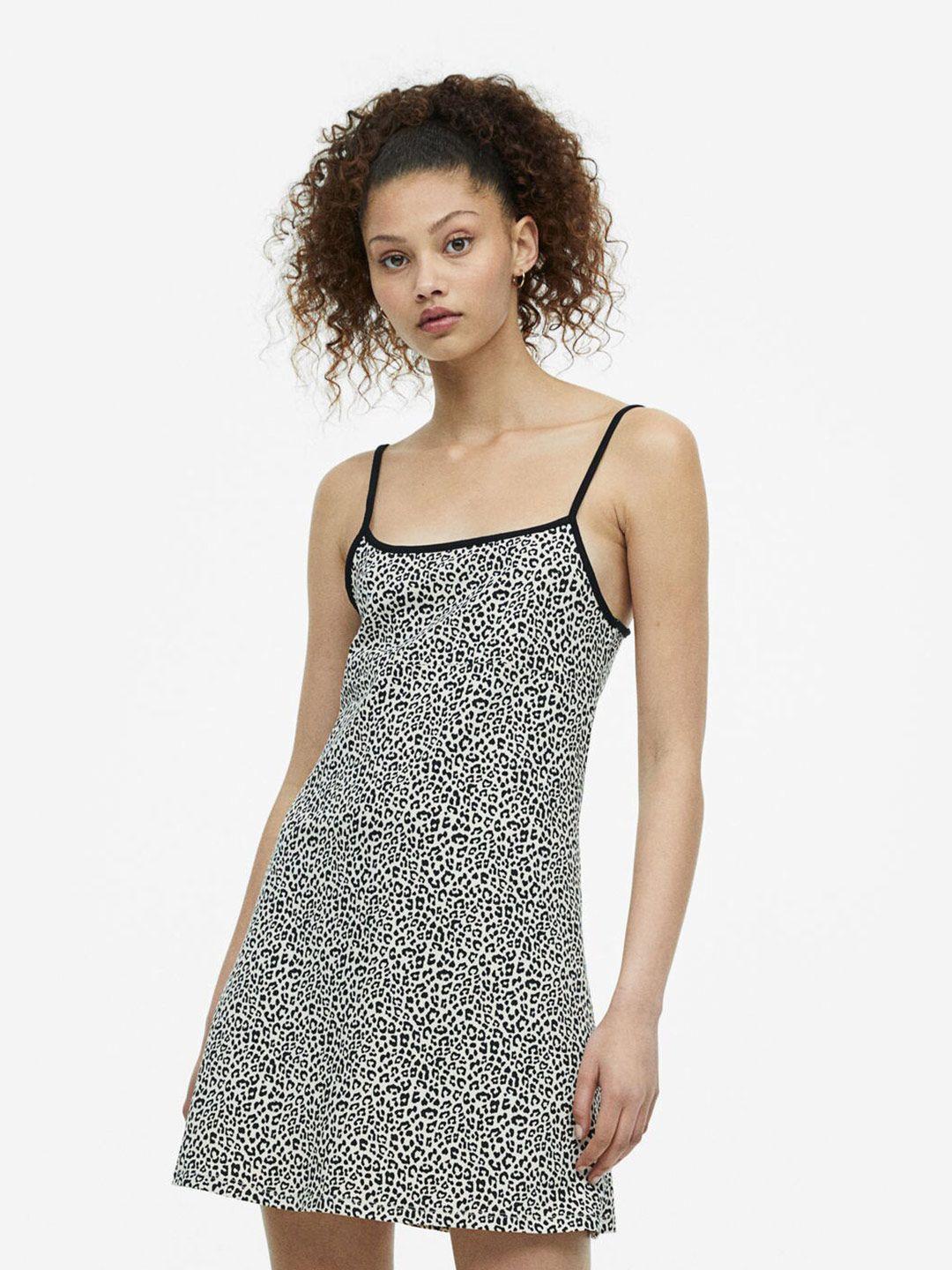 h&m abstract printed a-line jersey dress