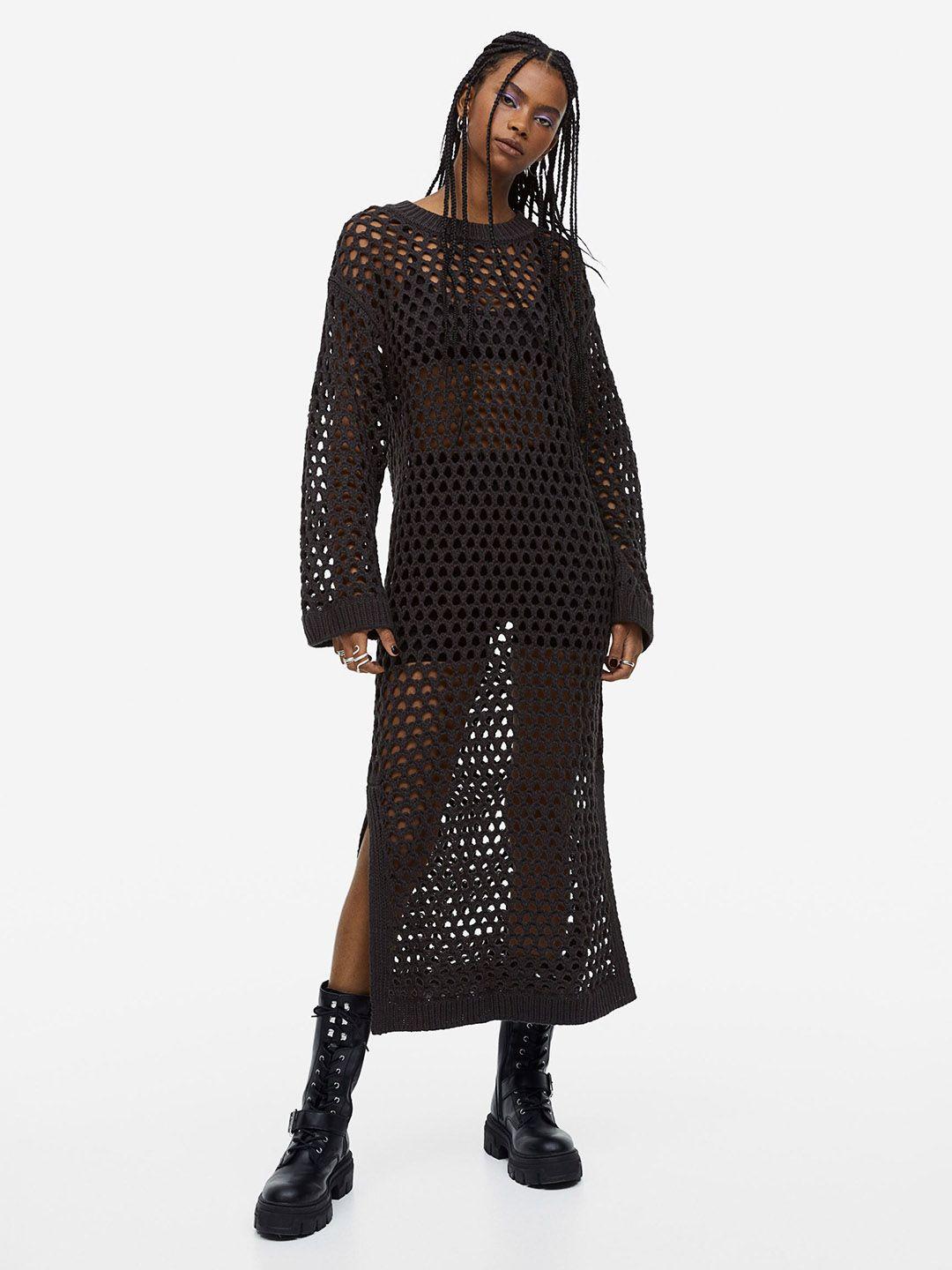 h&m acrylic hole-knit dress