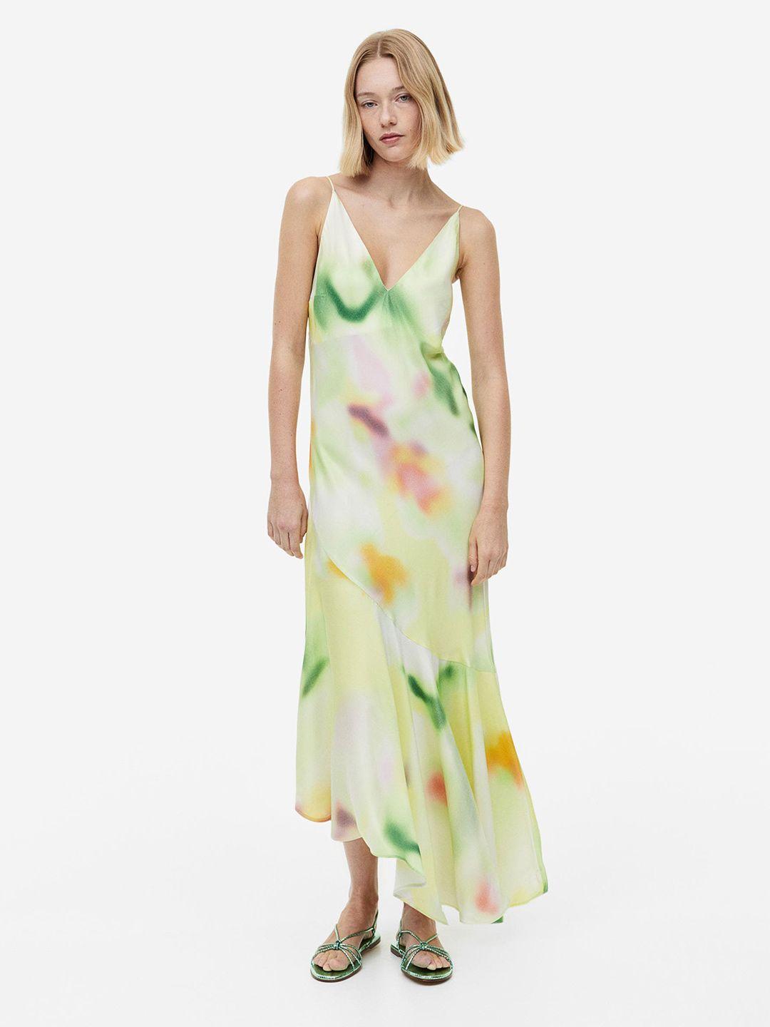 h&m asymmetric-hem slip dress