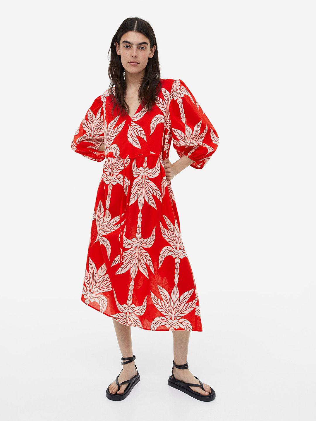 h&m balloon-sleeved pure cotton dress