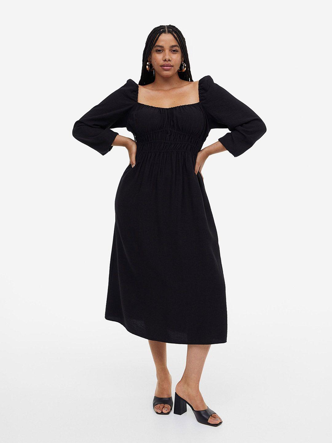 h&m balloon-sleeved smocked dress