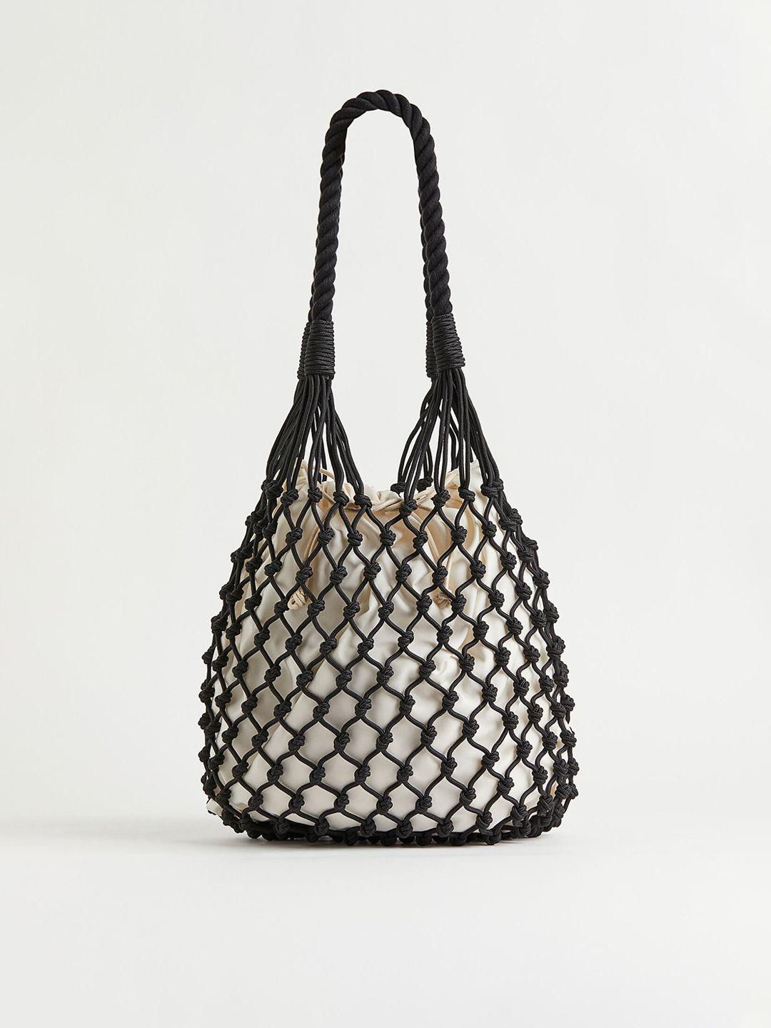 h&m black & white self design net bag & pouch