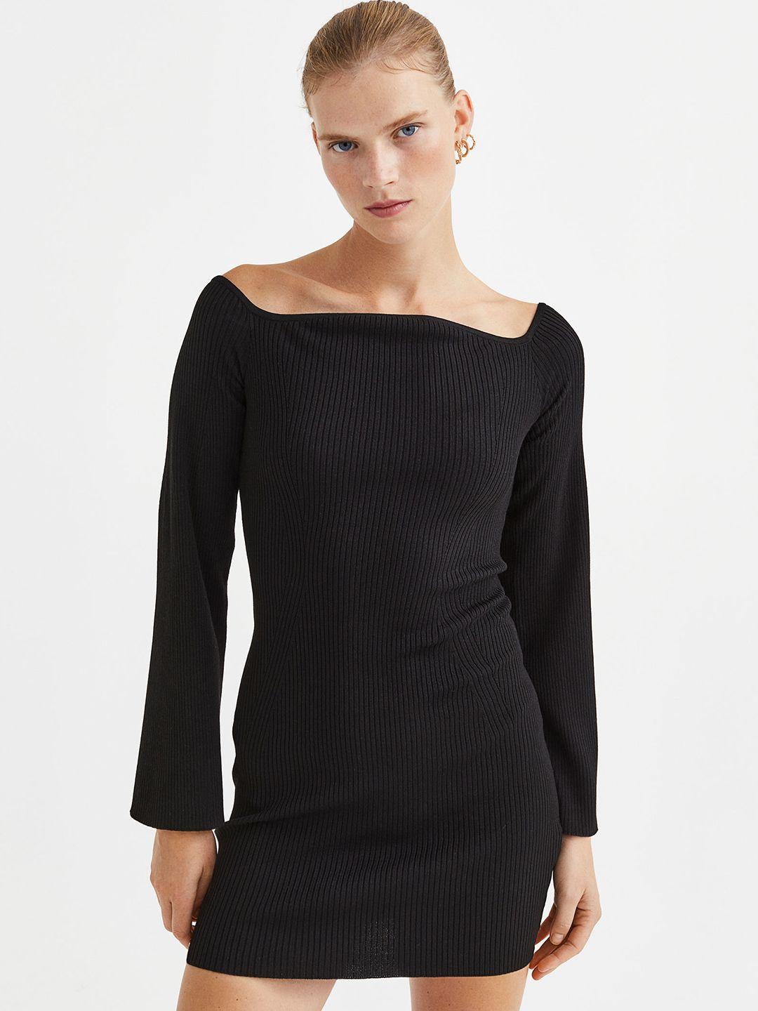 h&m black bodycon mini dress