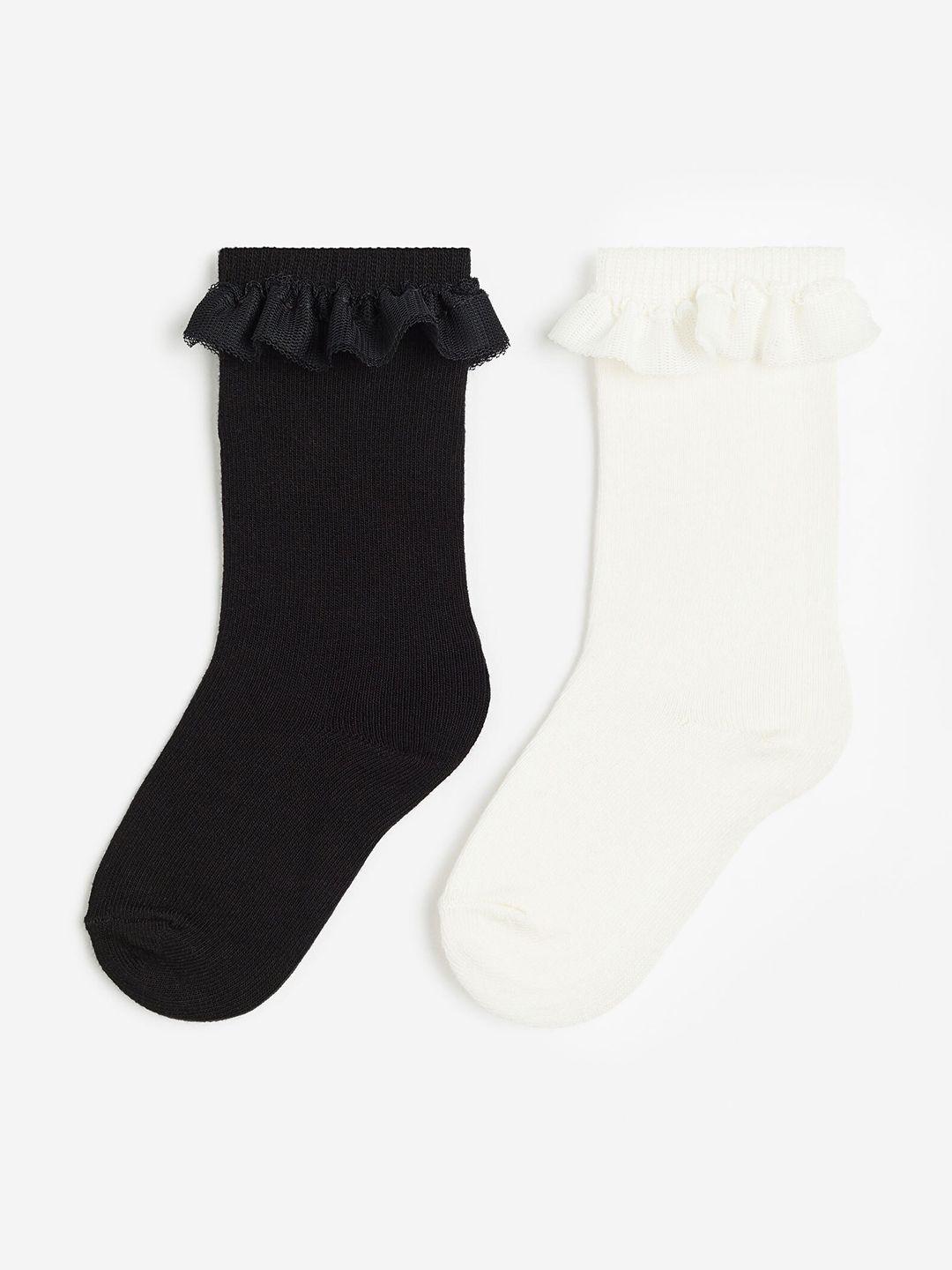 h&m boys 2-pack frill-trimmed knee socks