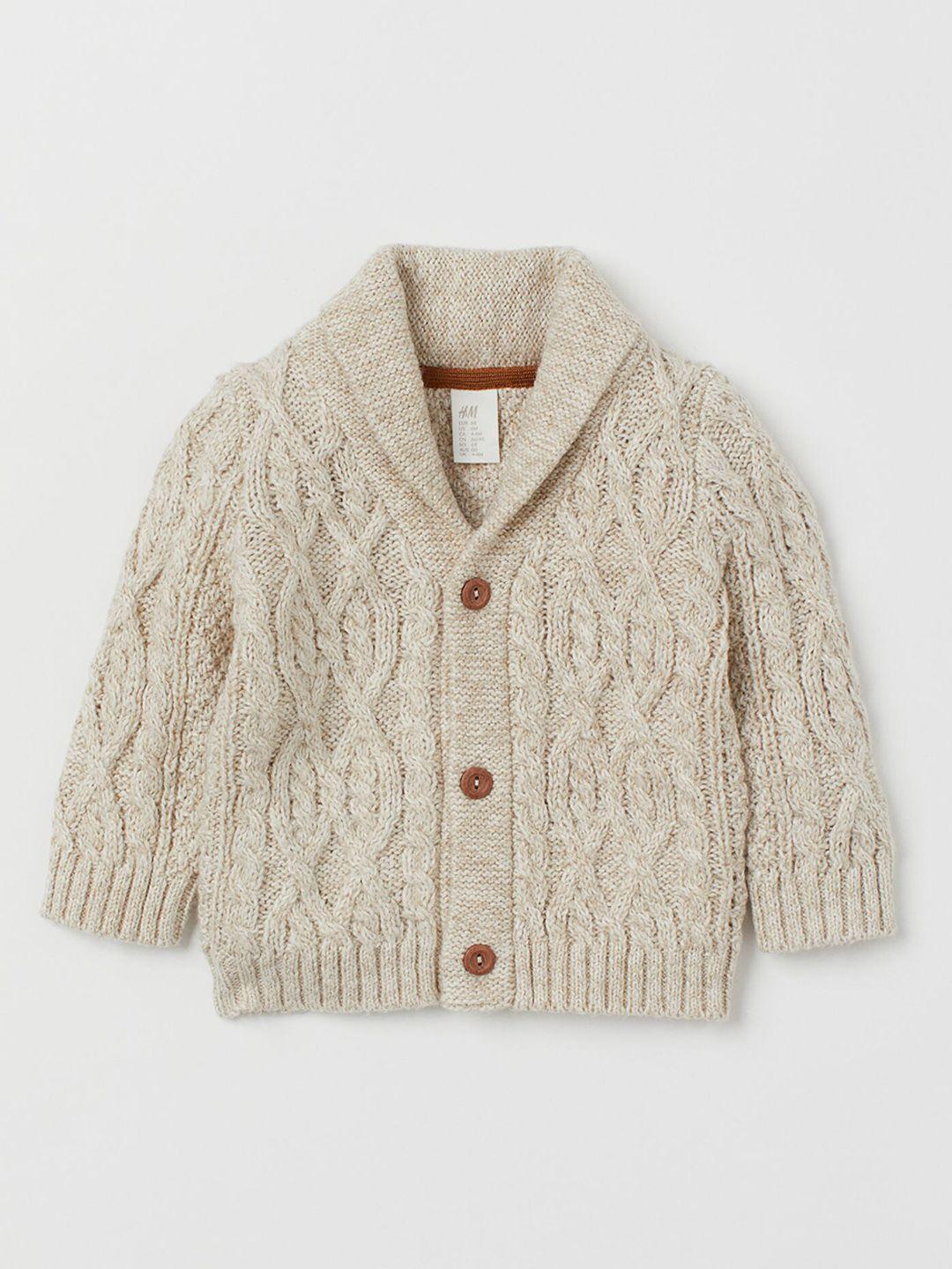 h&m boys beige cable-knit cardigan