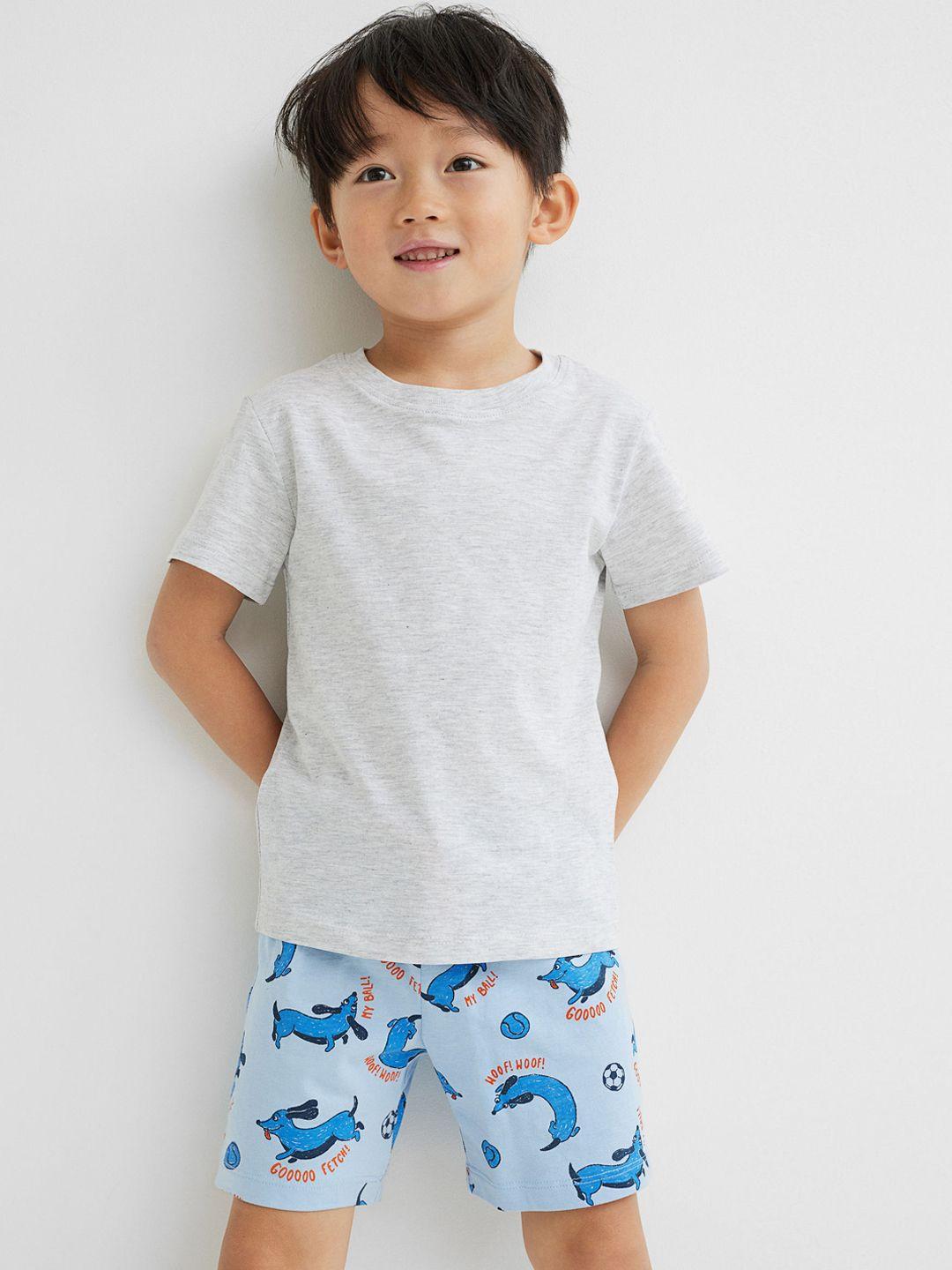 h&m boys blue patterned jersey shorts