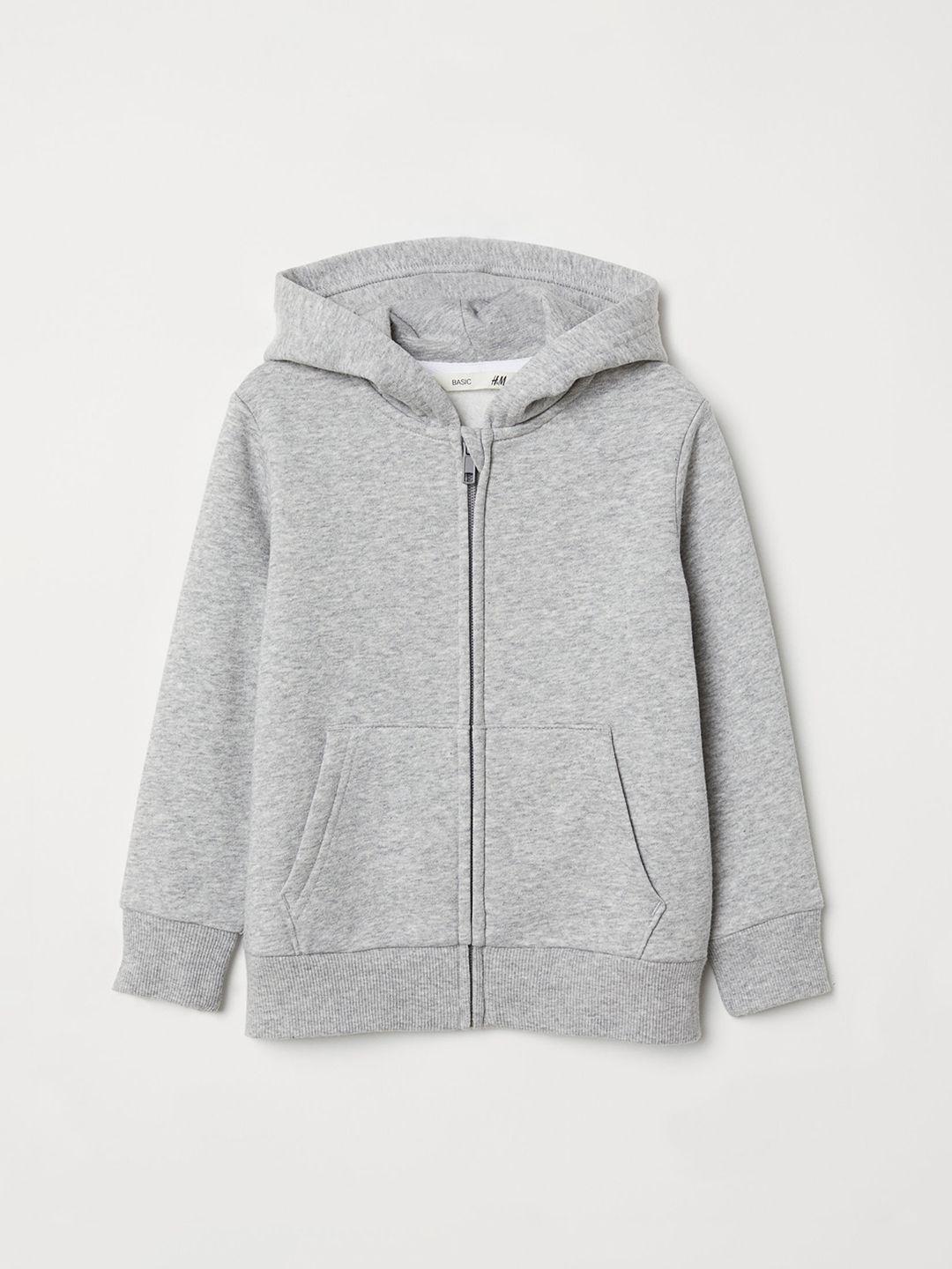 h&m boys grey solid hooded sustainable sweatshirt