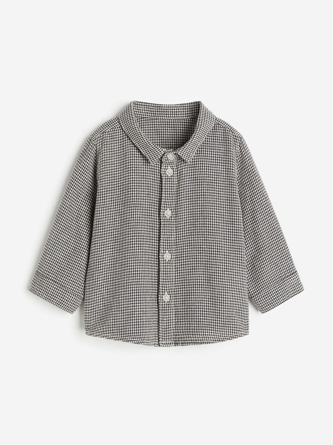 h&m boys houndstooth-pattern pure cotton shirt