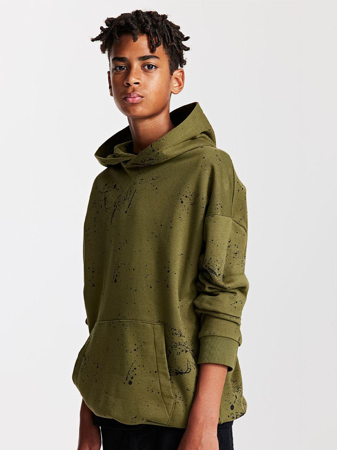h&m boys loose-fit patterned hoodie