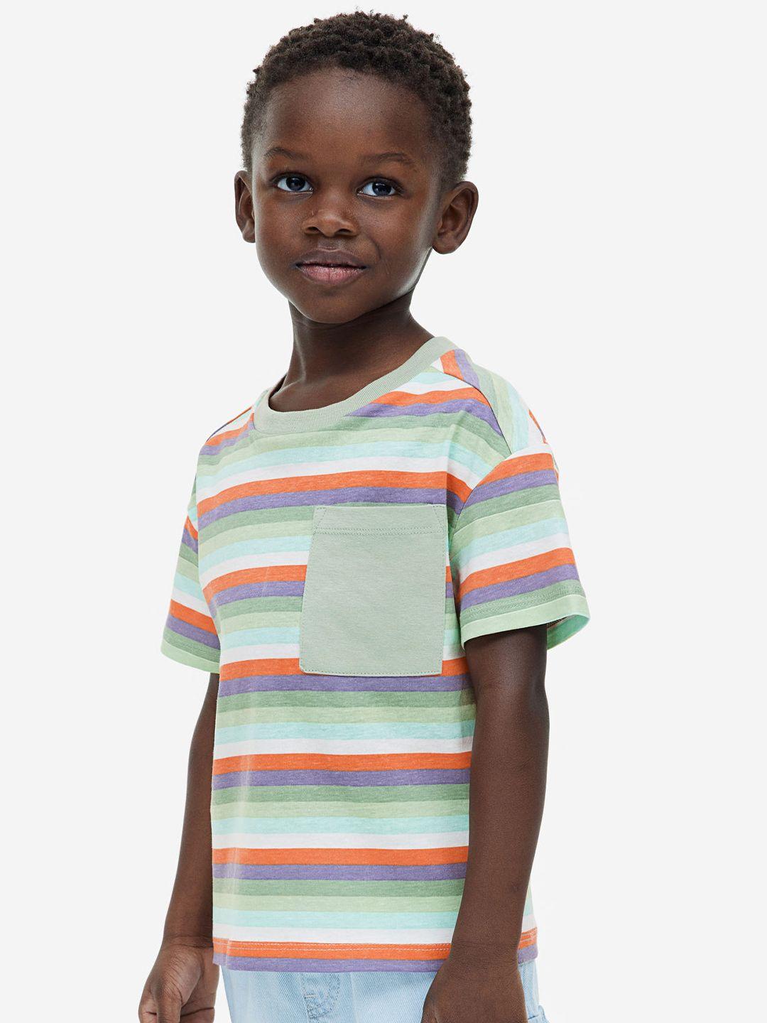 h&m boys pack of 2 pure cotton striped t-shirts