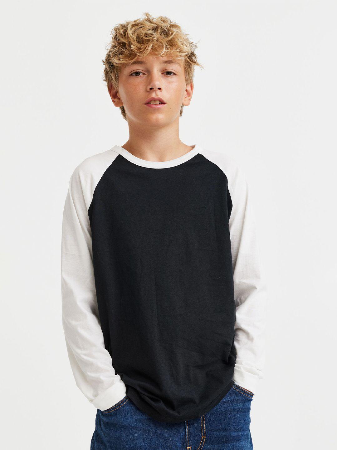 h&m boys pack of 3 colourblocked pure cotton long-sleeved tops