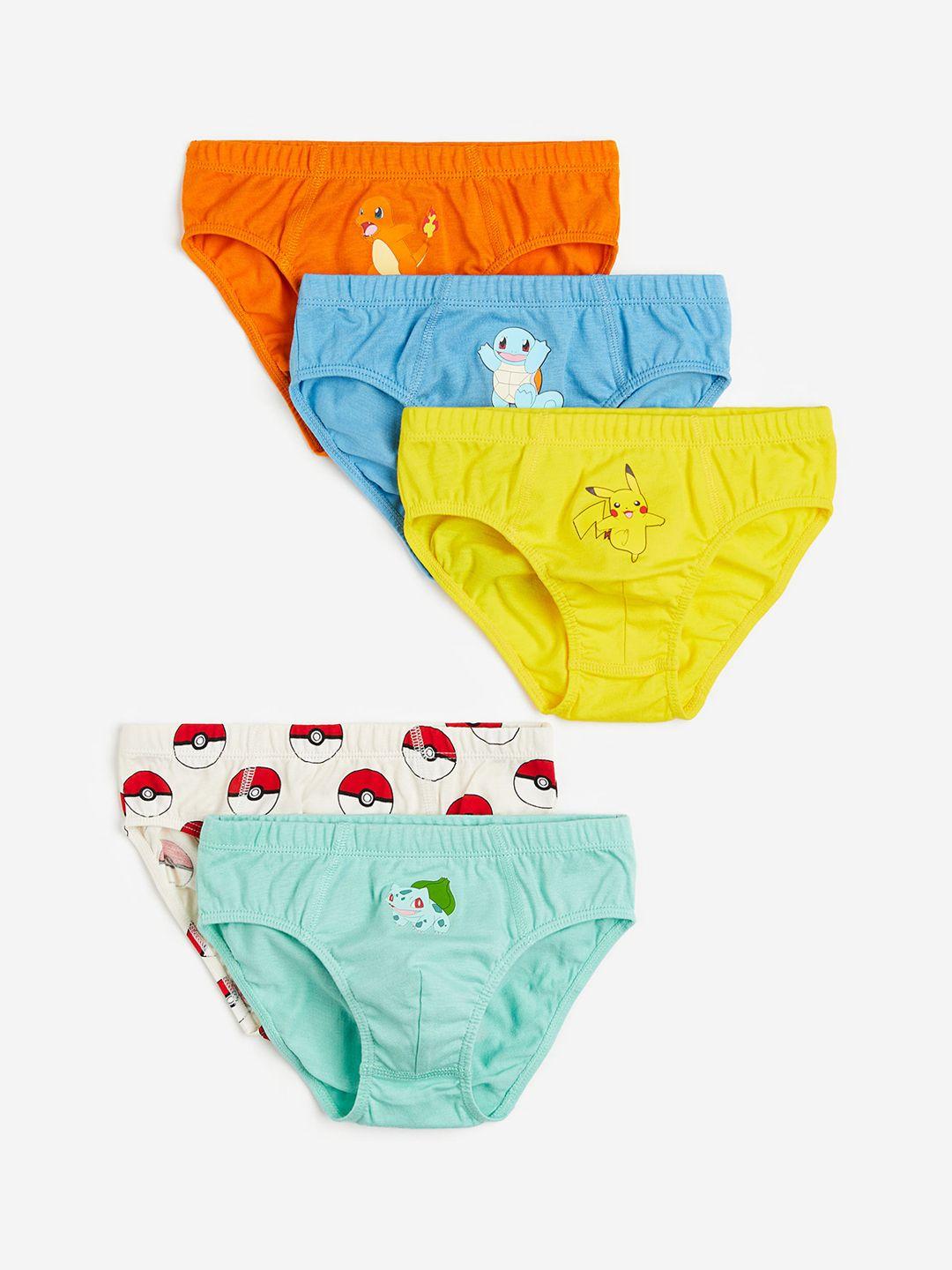 h&m boys pack of 5 printed pure-cotton basic briefs