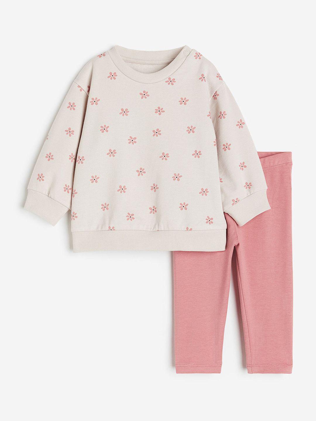 h&m boys pink printed top with trousers