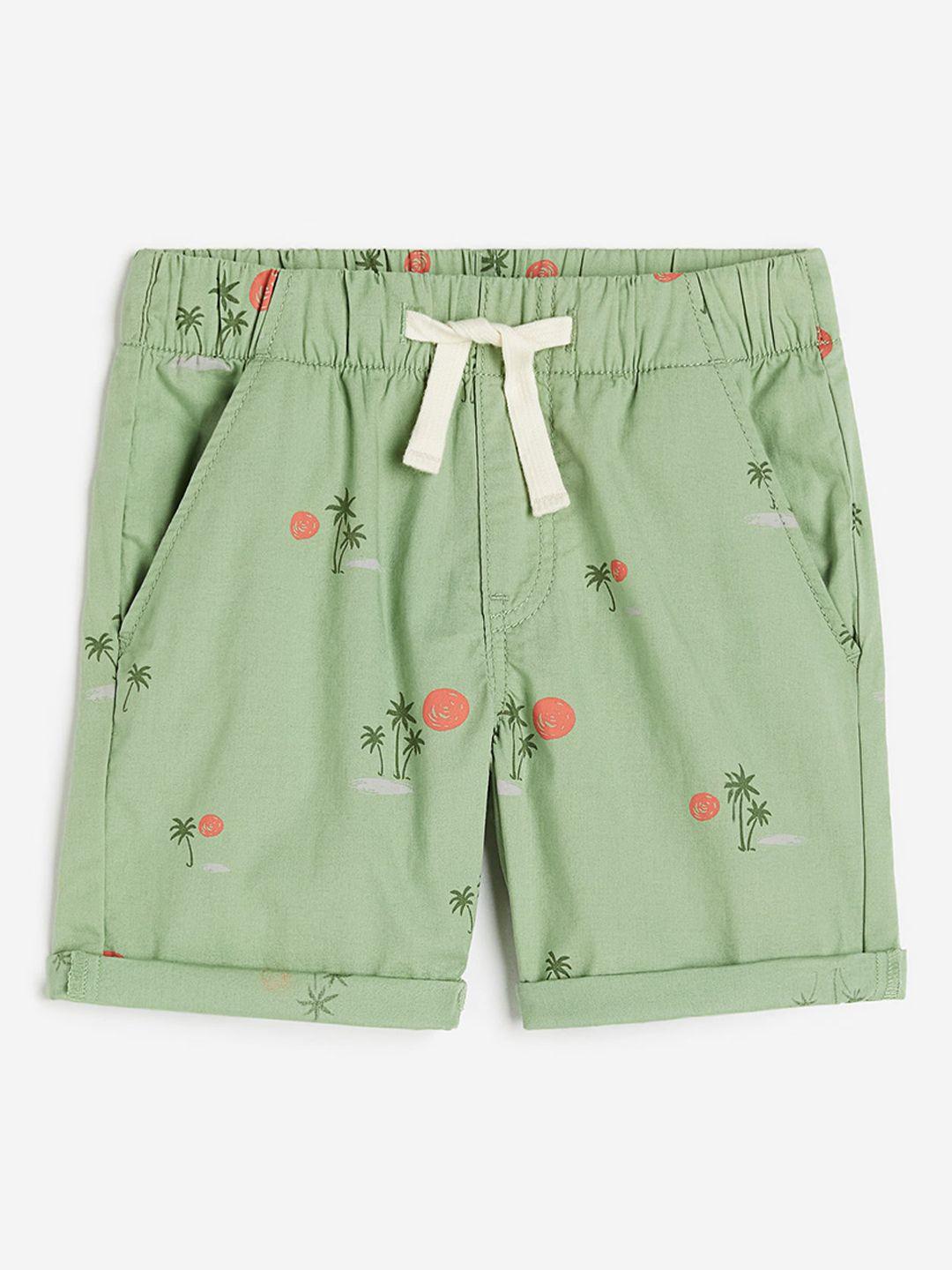 h&m boys printed cotton poplin shorts