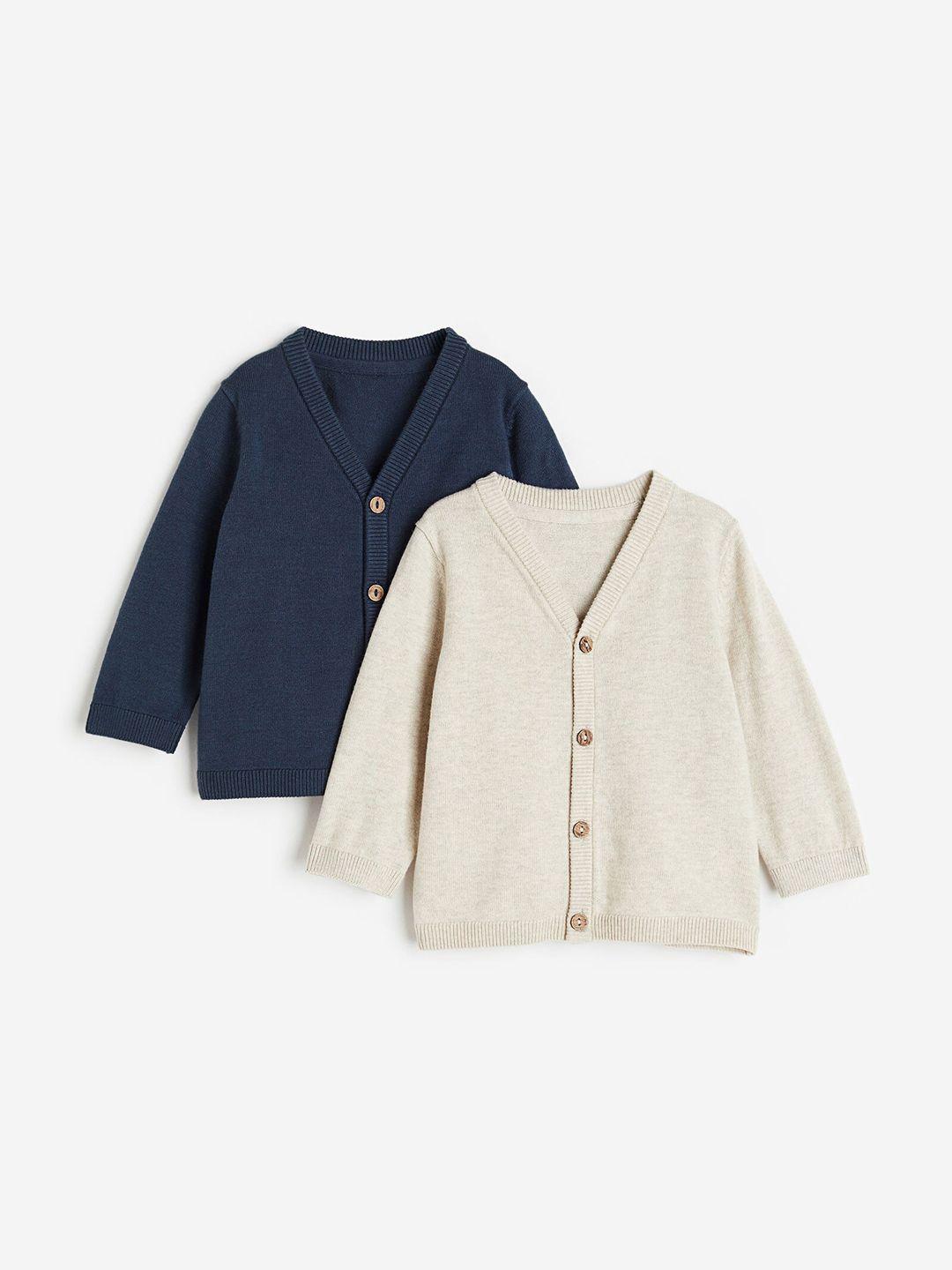 h&m boys pure cotton 2-pack fine-knit cardigans