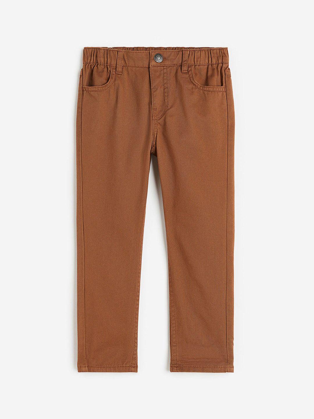 h&m boys pure cotton relaxed tapered fit trousers