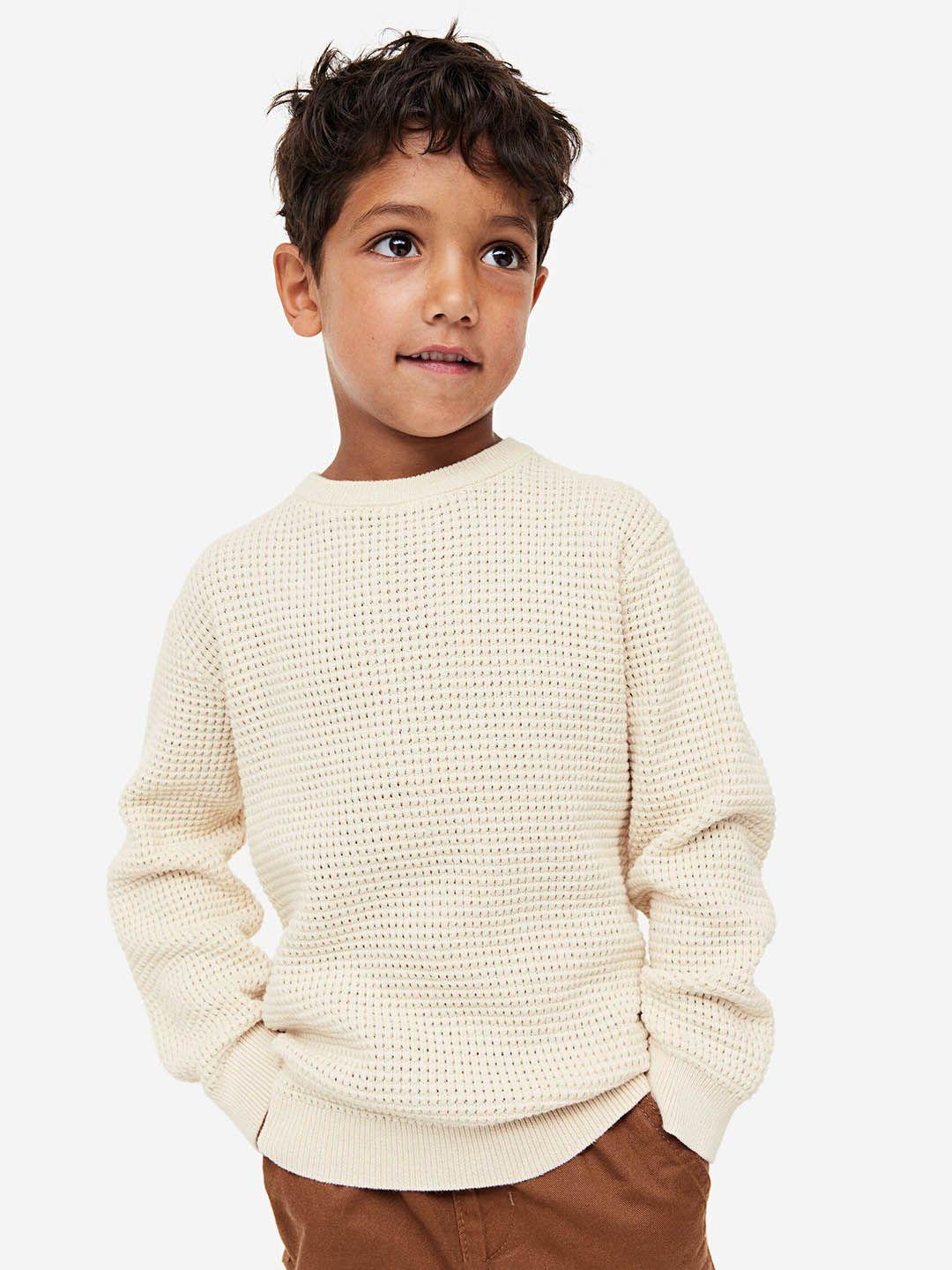 h&m boys pure cotton waffle-knit jumper