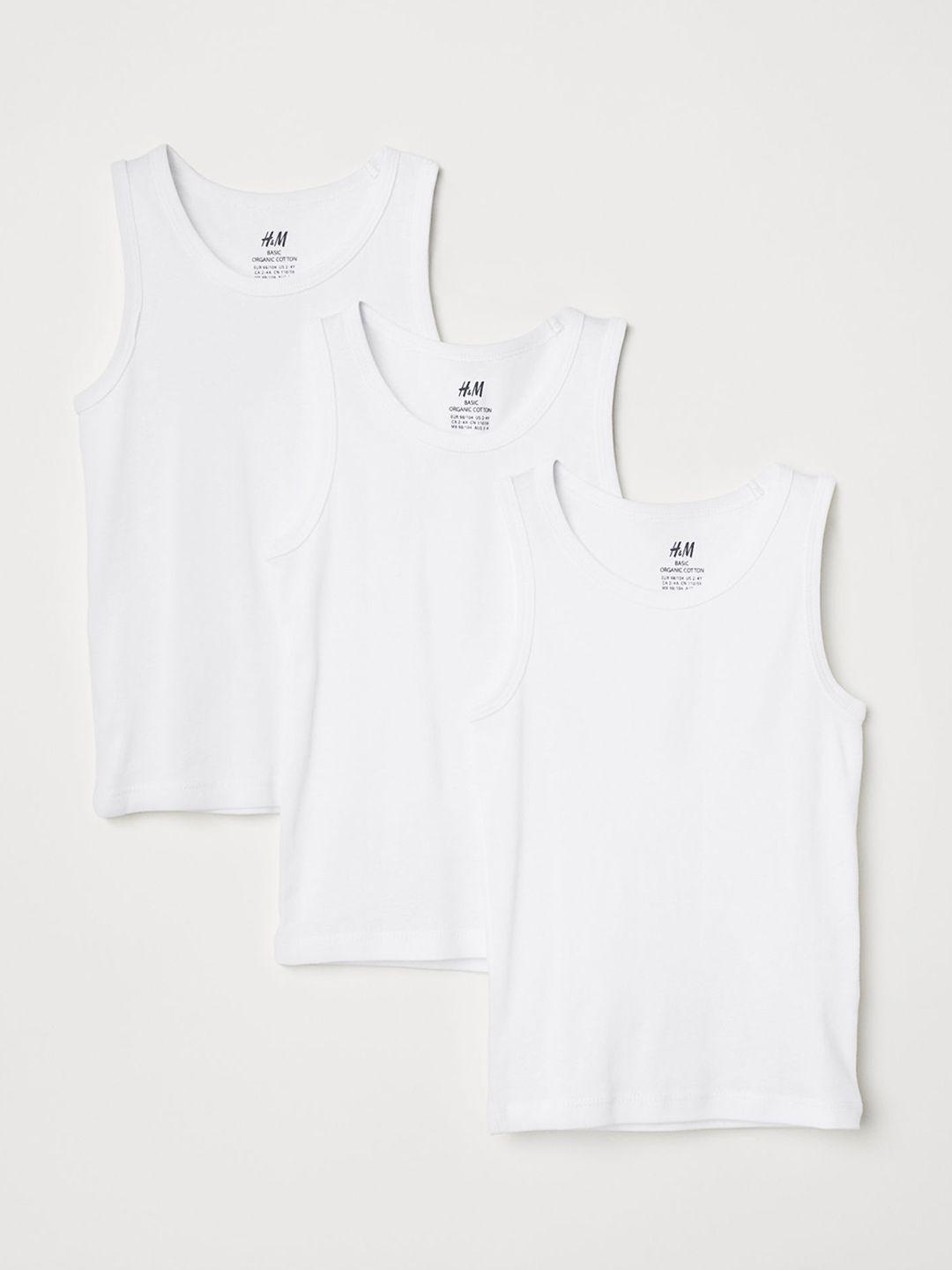 h&m boys white solid 3-pack sustainable vests