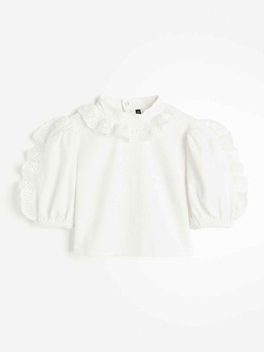 h&m broderie anglaise-detail cotton blouse