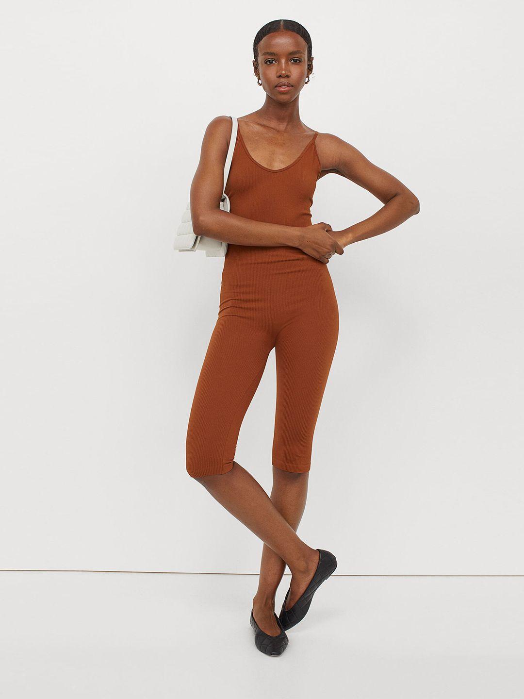 h&m brown seamless jumpsuit