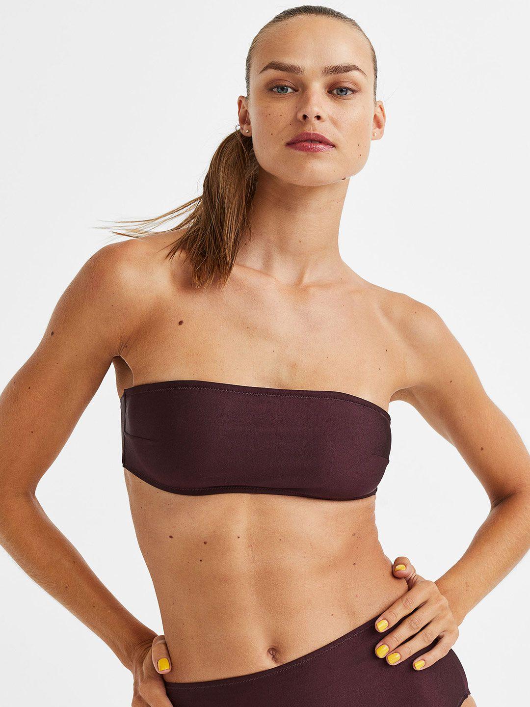 h&m burgundy padded bandeau bikini top