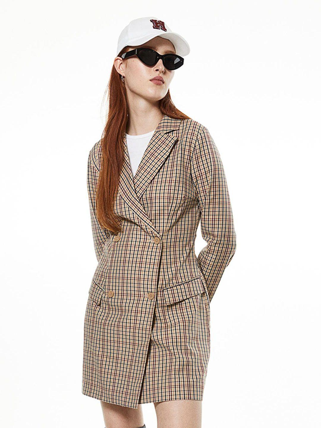 h&m checked a-line mini blazer dress