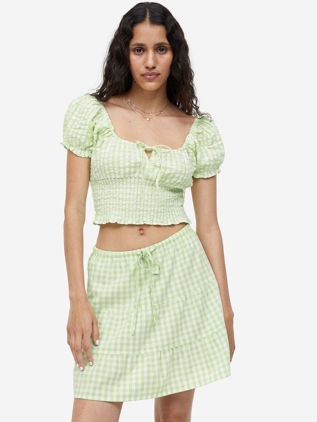 h&m checked tiered mini skirt