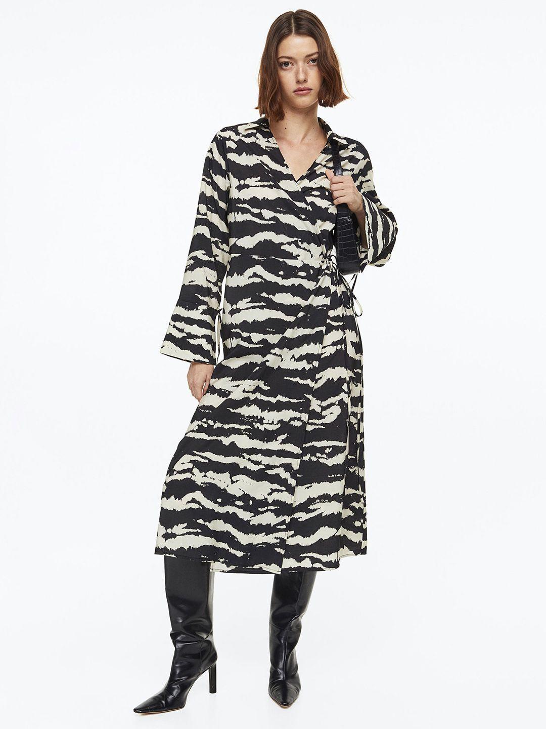 h&m collared wrap dress