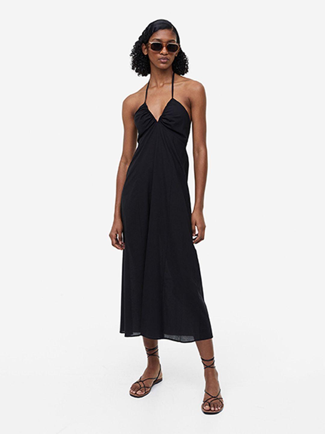 h&m cotton halterneck dress