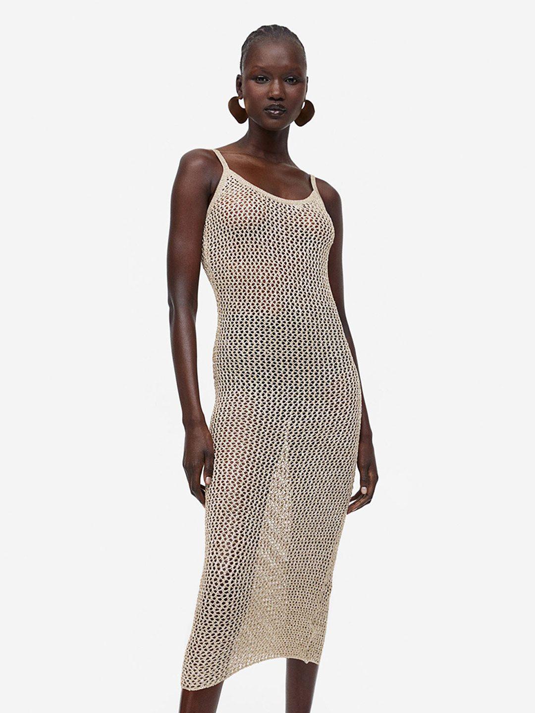 h&m crochet-look dress