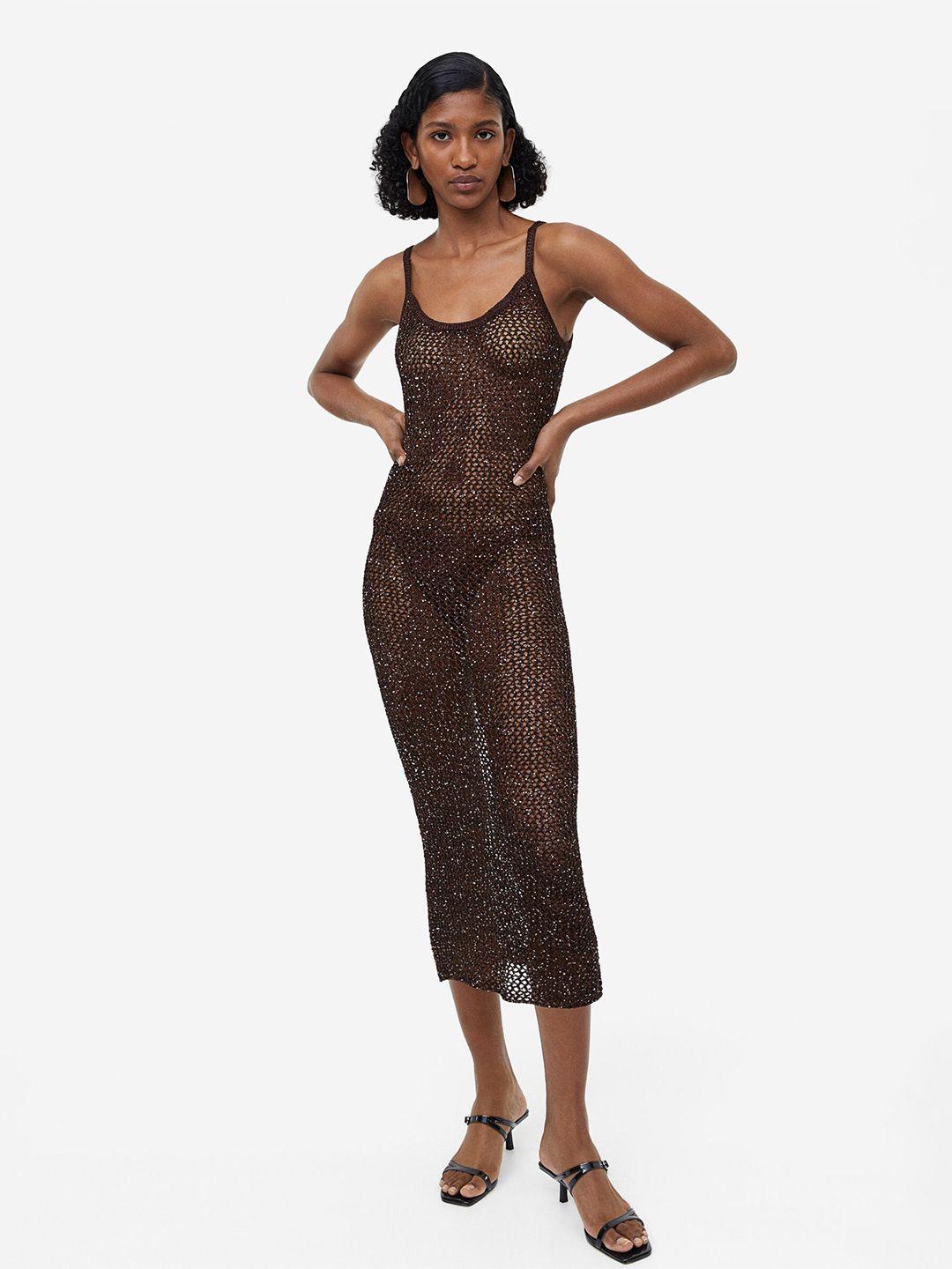 h&m crochet-look dress