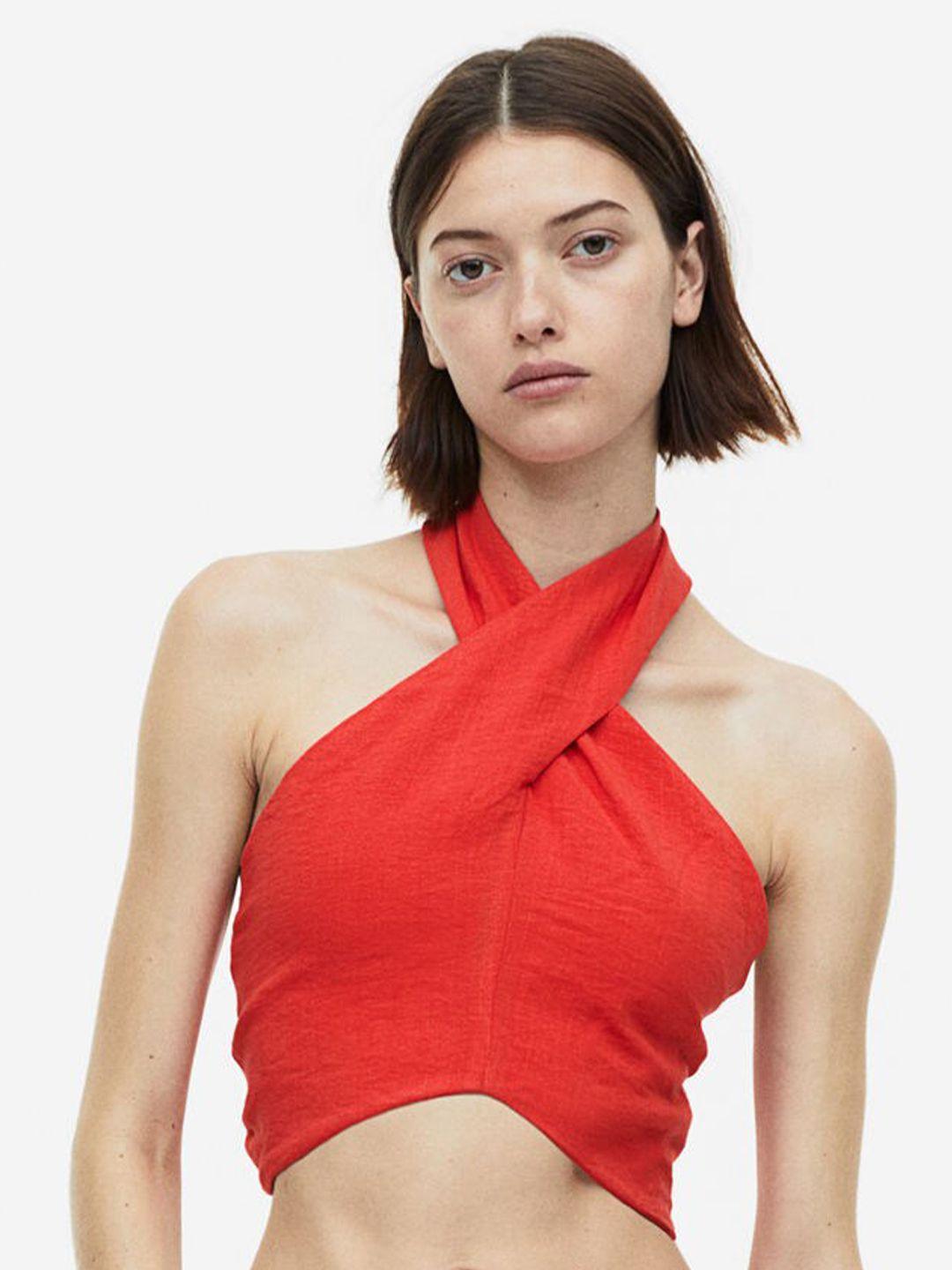 h&m cropped halterneck top