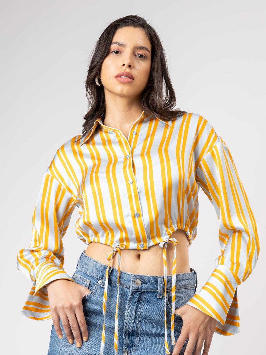 h&m cropped satin drawstring shirt