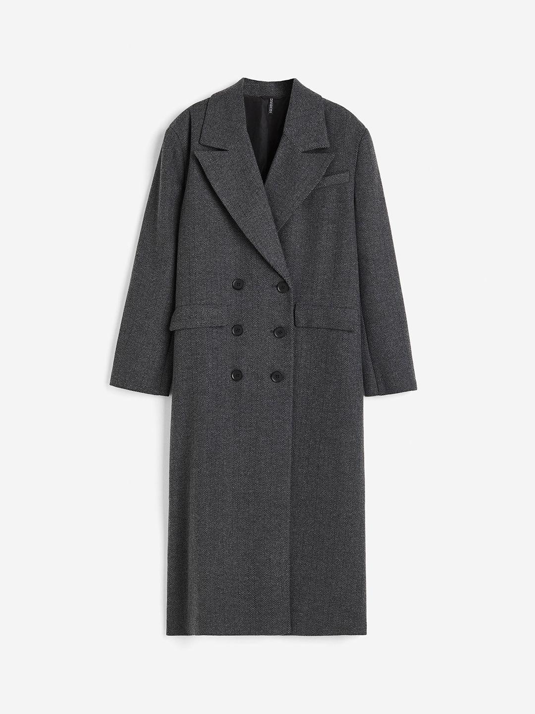 h&m double-breasted twill coat