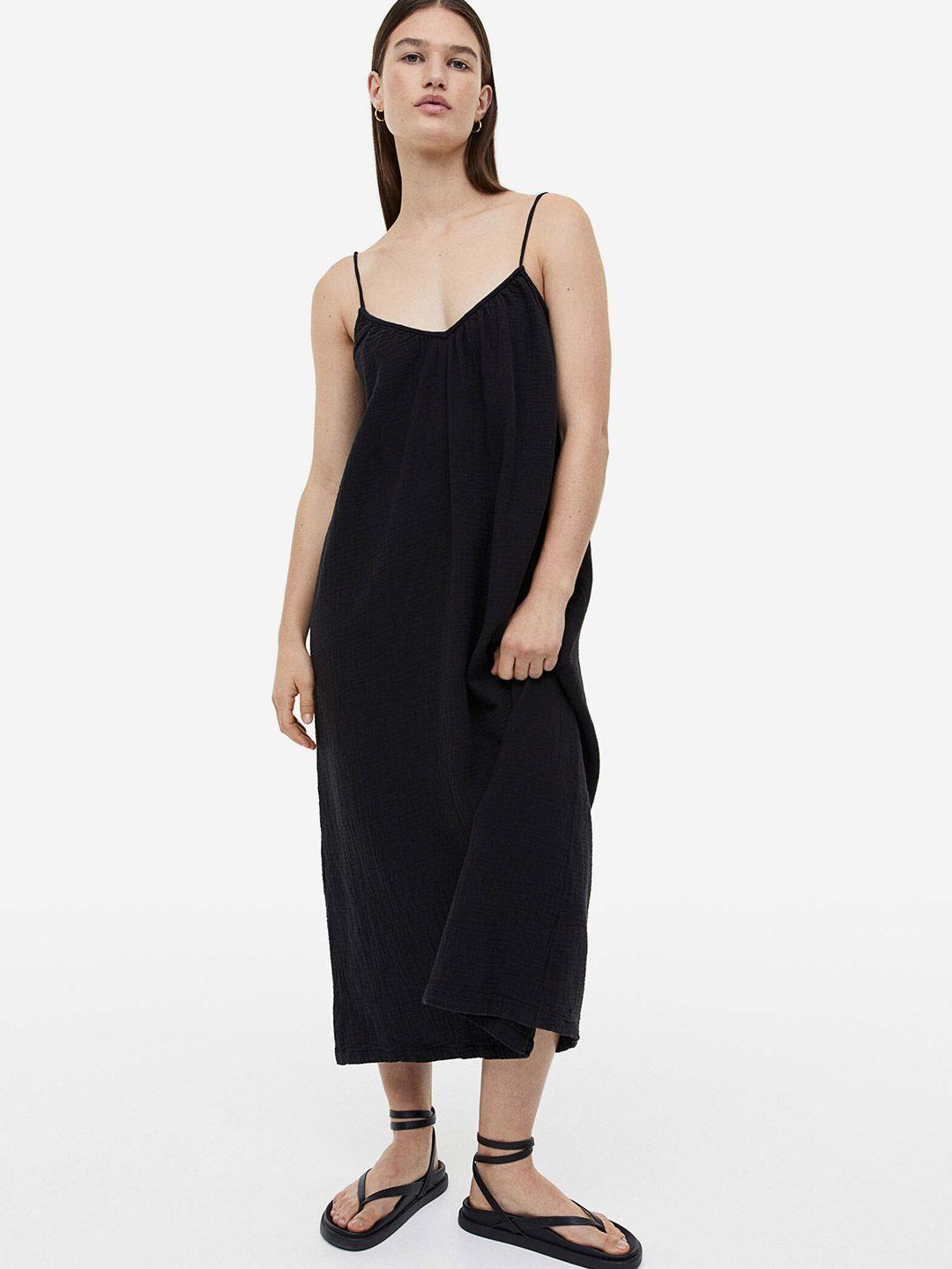 h&m double-weave cotton dress