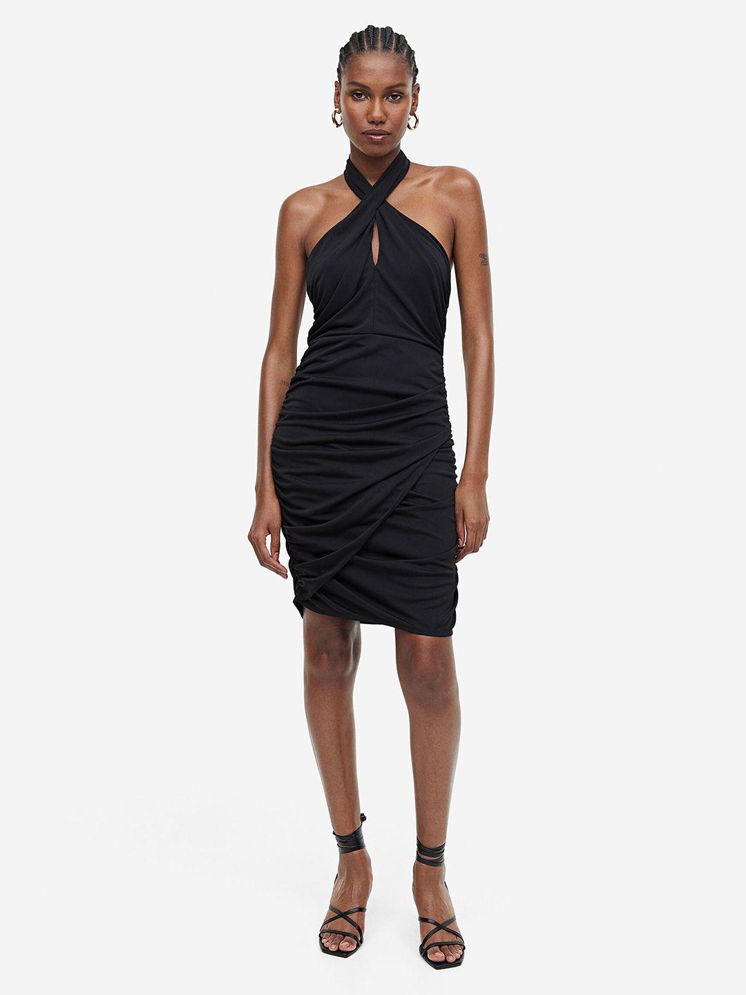 h&m draped halter neck dress