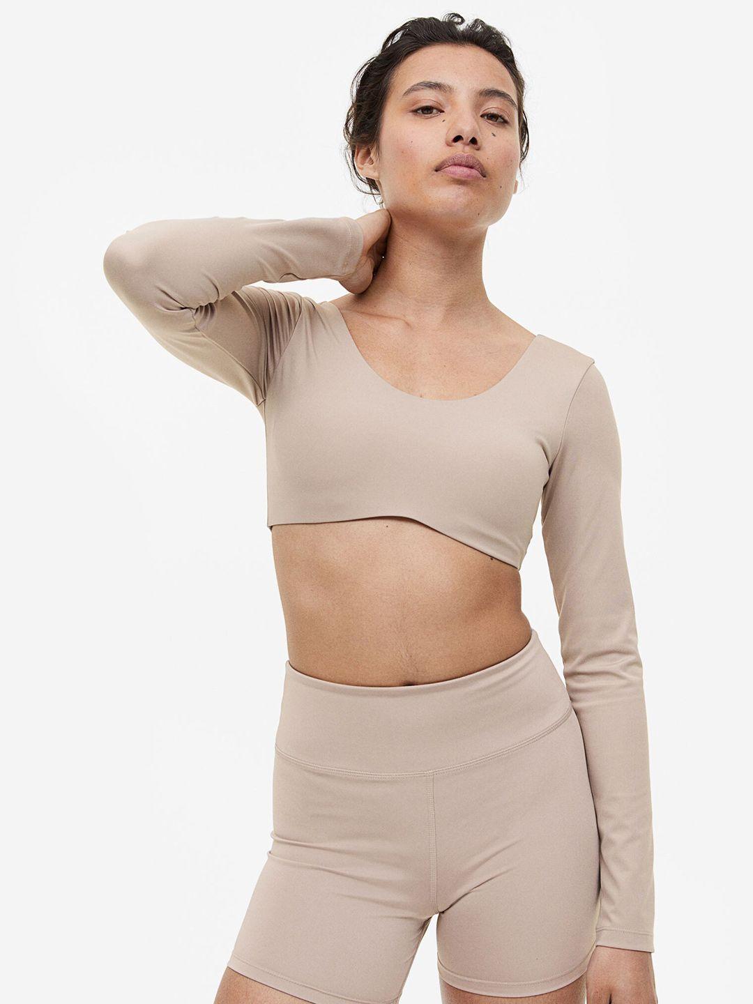 h&m drymove long-sleeved sports crop top