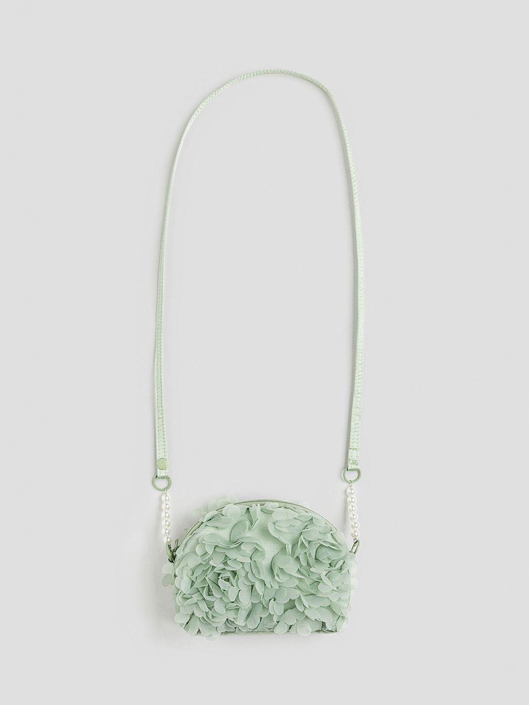 h&m fabric flower-covered shoulder bag