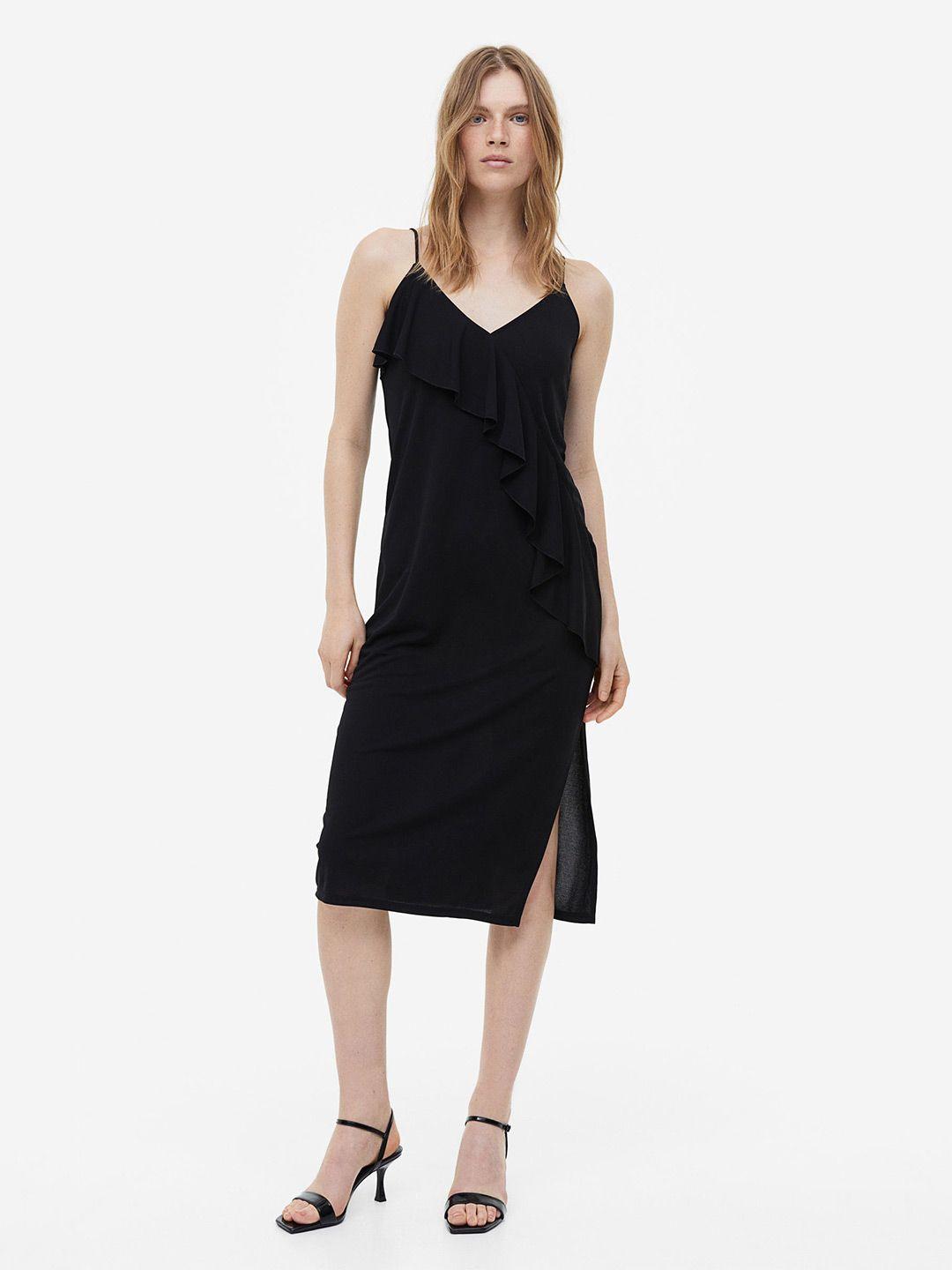 h&m flounce-detail slip dress