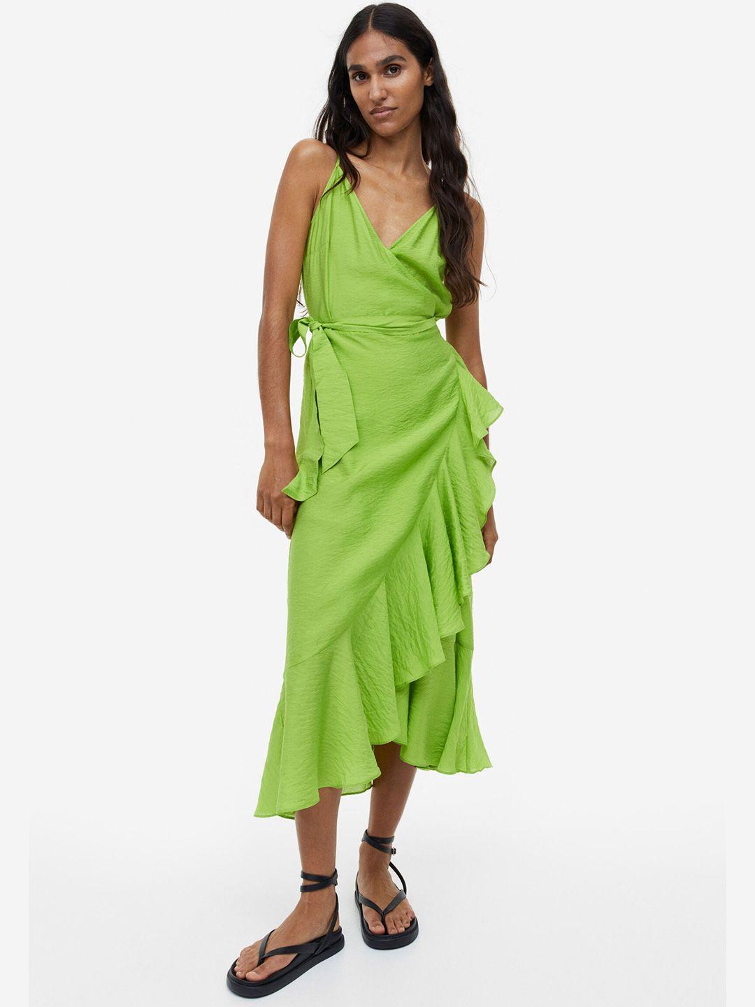 h&m flounce-trimmed wrap dress