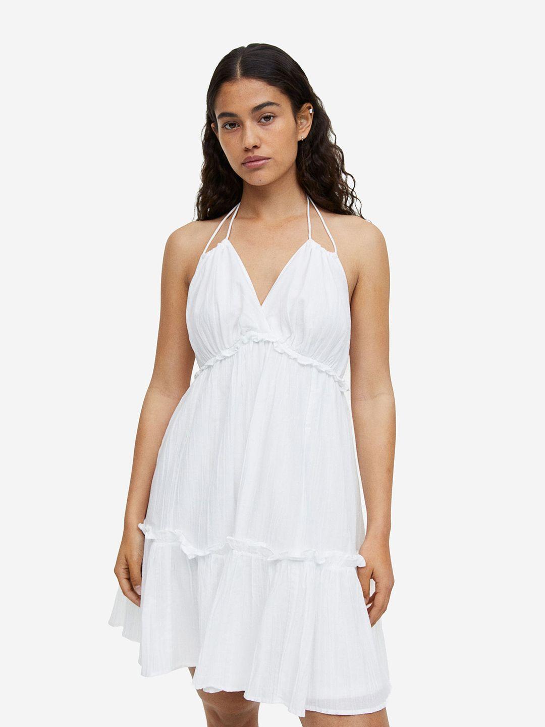 h&m frill-trimmed halterneck dress