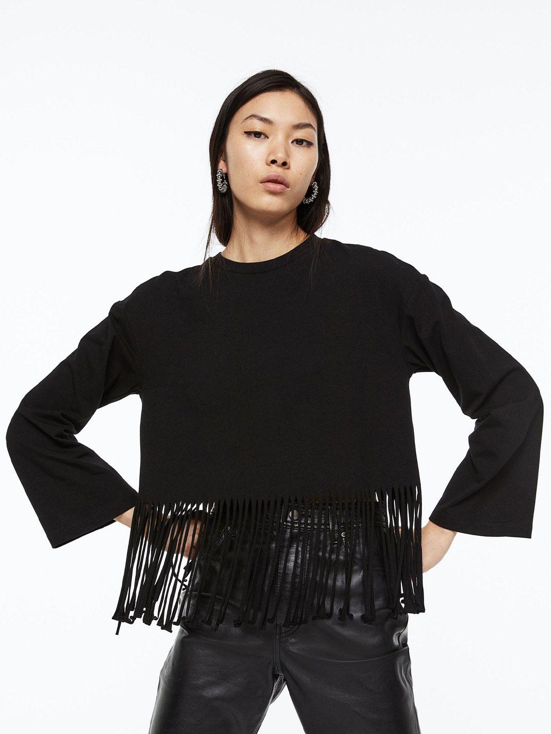 h&m fringe-trimmed top