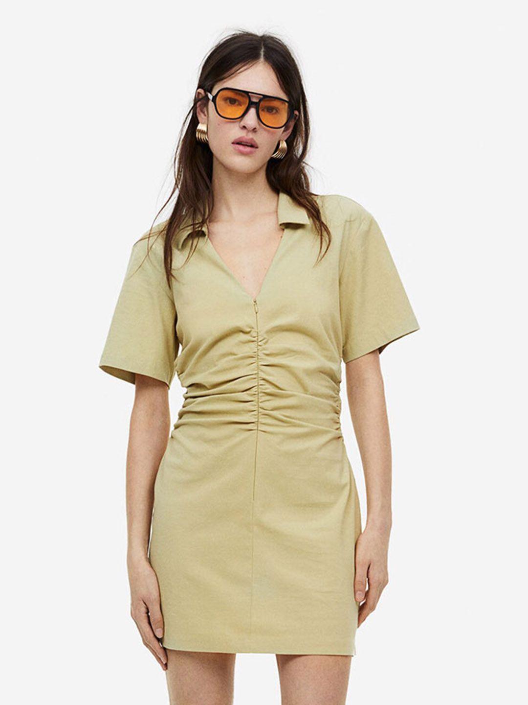 h&m gathered shirt dress