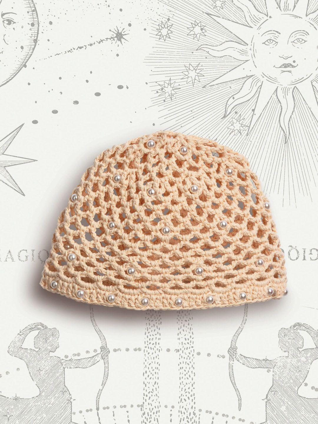 h&m girls crocheted beaded pure cotton hat