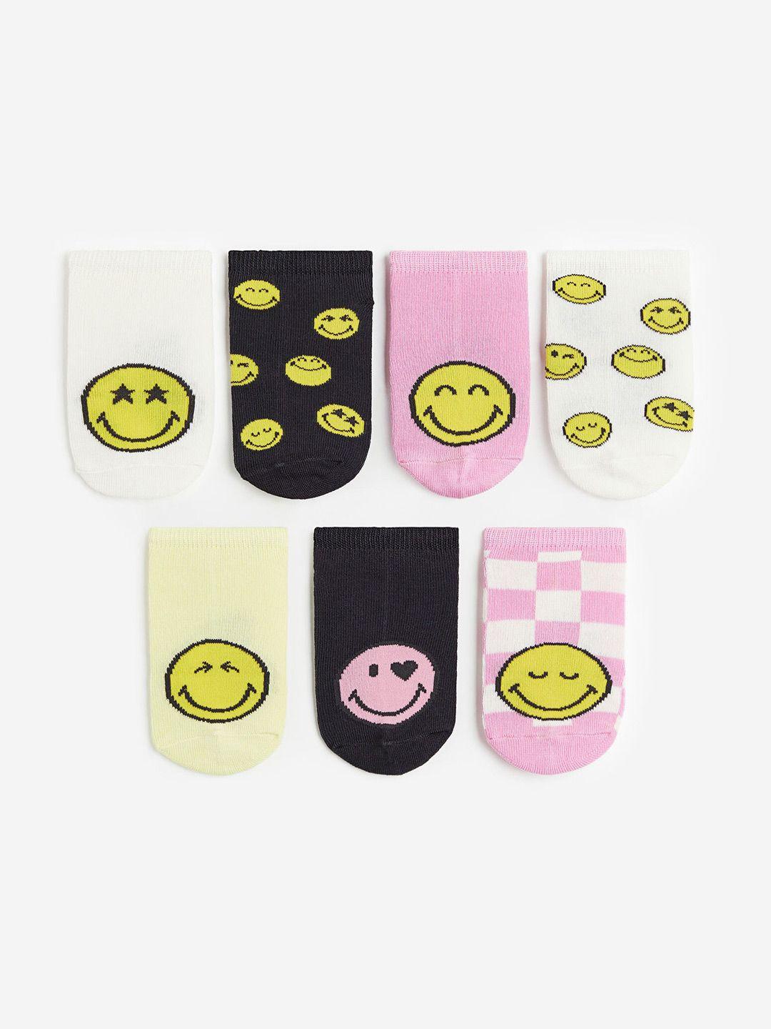 h&m girls pack of 7 patterned trainer socks