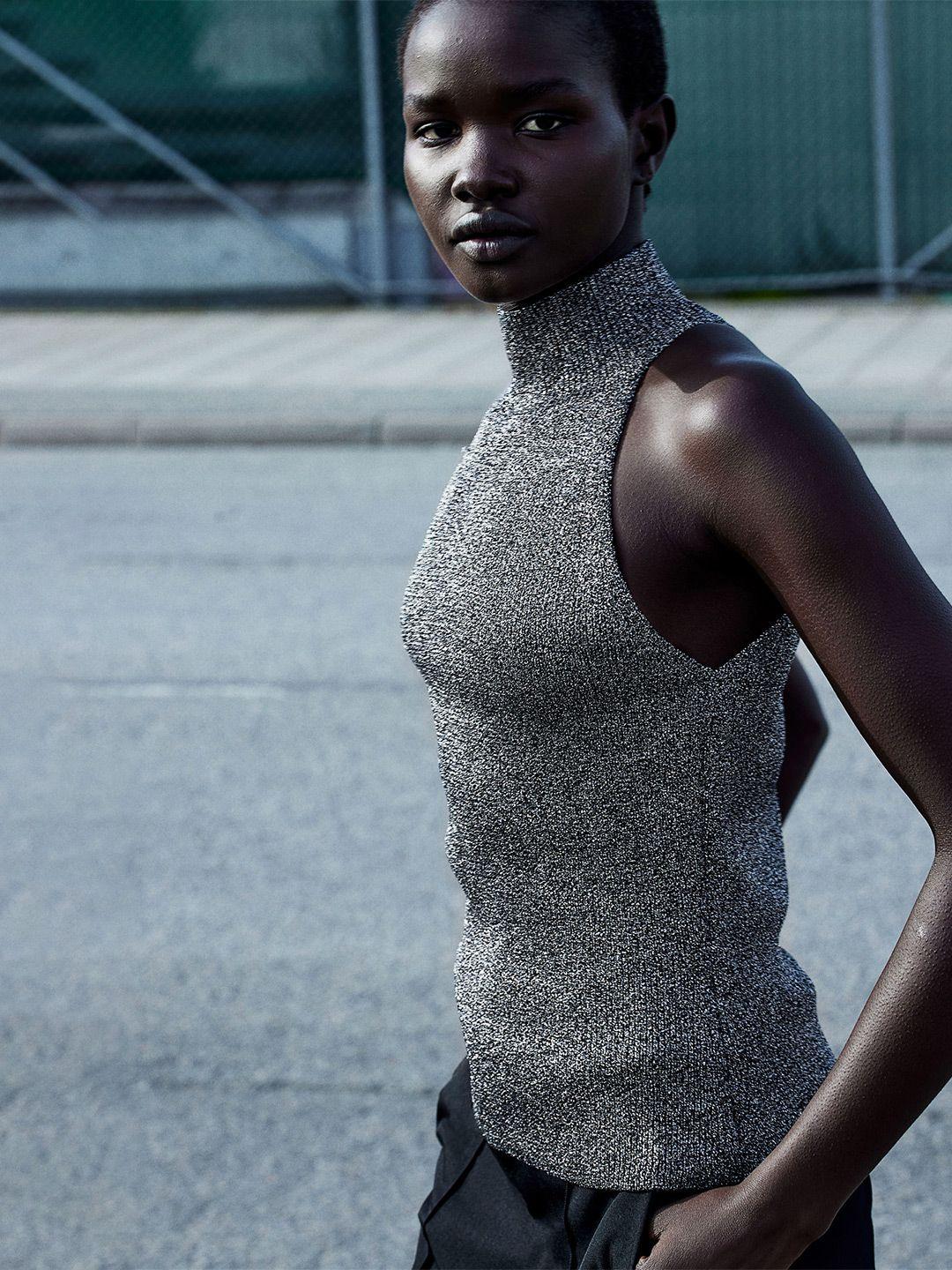 h&m glittery turtleneck top