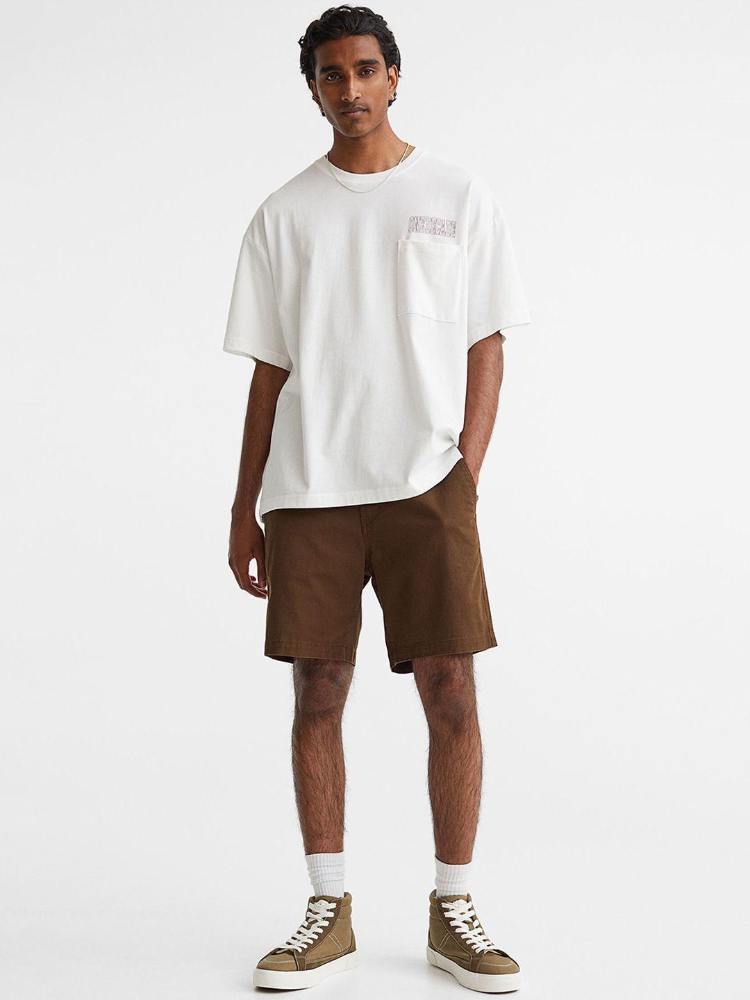 h&m green regular fit cotton chino shorts