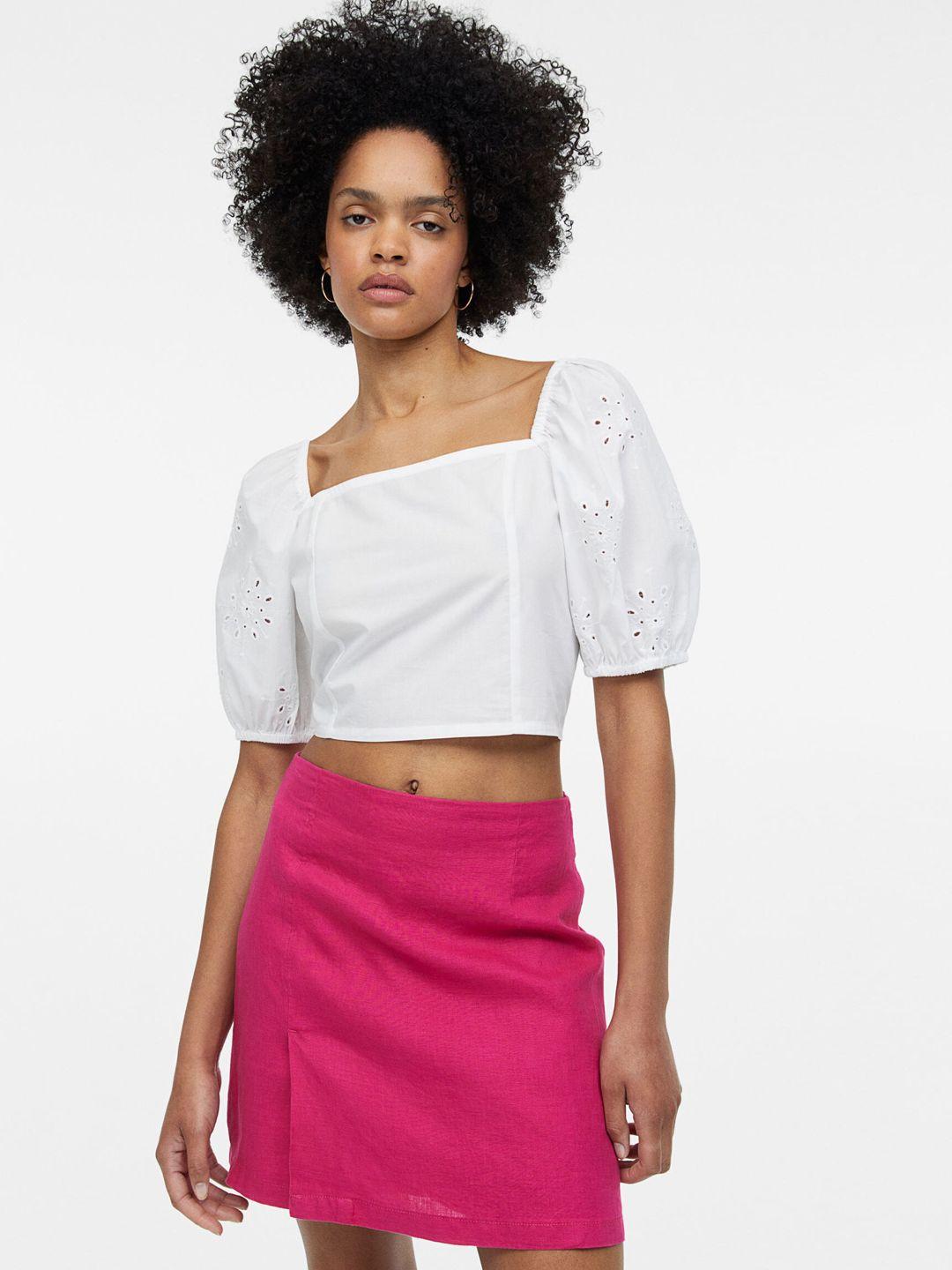 h&m high waist linen skirt